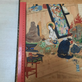 Картина художника Тоёхара Кунитика, ткань, раскрашенная вручную. Полотно 30х33.. Картинка 21